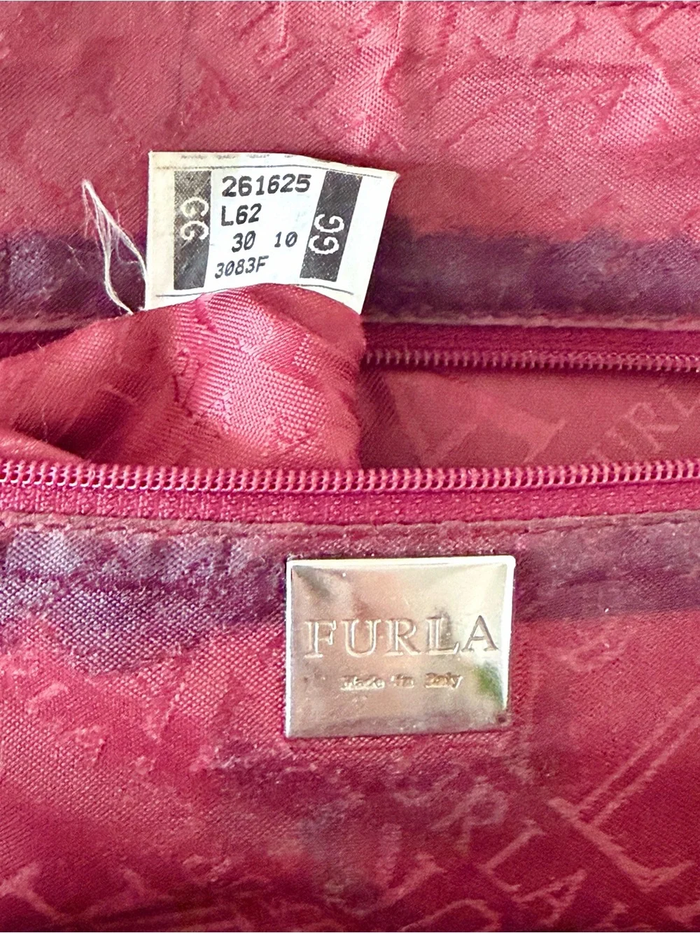 FURLA Ischia Red Cherry Croco Embossed Leather Dome Handbag Zip Top large